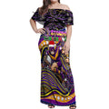 Merry Christmas Storm Off Shoulder Maxi Dress Aboriginal Santa Rugby Mascot - Melbourne