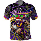 Merry Christmas Storm Polo Shirt Aboriginal Santa Rugby Mascot - Melbourne