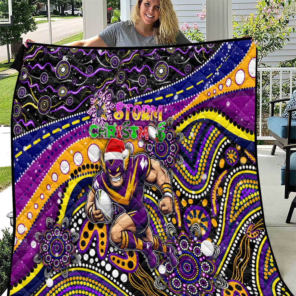 Merry Christmas Storm Quilt Aboriginal Santa Rugby Mascot - Melbourne