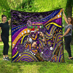 Merry Christmas Storm Quilt Aboriginal Santa Rugby Mascot - Melbourne