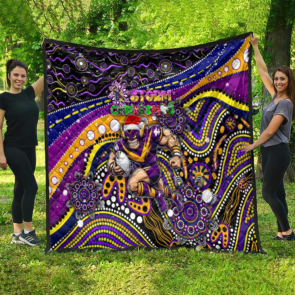 Merry Christmas Storm Quilt Aboriginal Santa Rugby Mascot - Melbourne