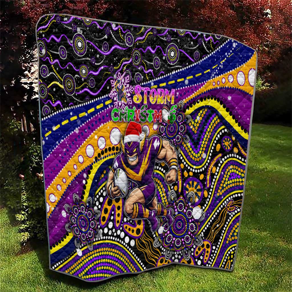 Merry Christmas Storm Quilt Aboriginal Santa Rugby Mascot - Melbourne