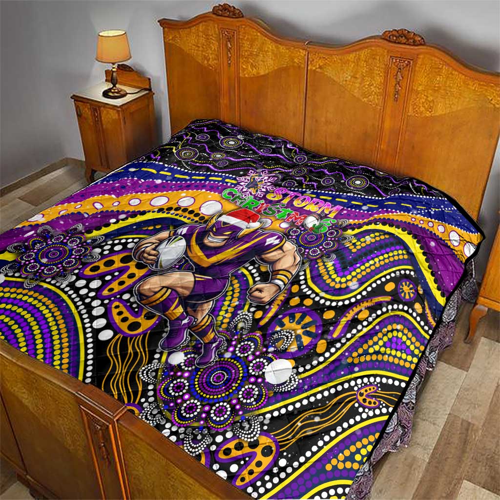 Merry Christmas Storm Quilt Aboriginal Santa Rugby Mascot - Melbourne