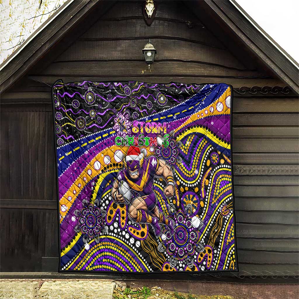 Merry Christmas Storm Quilt Aboriginal Santa Rugby Mascot - Melbourne
