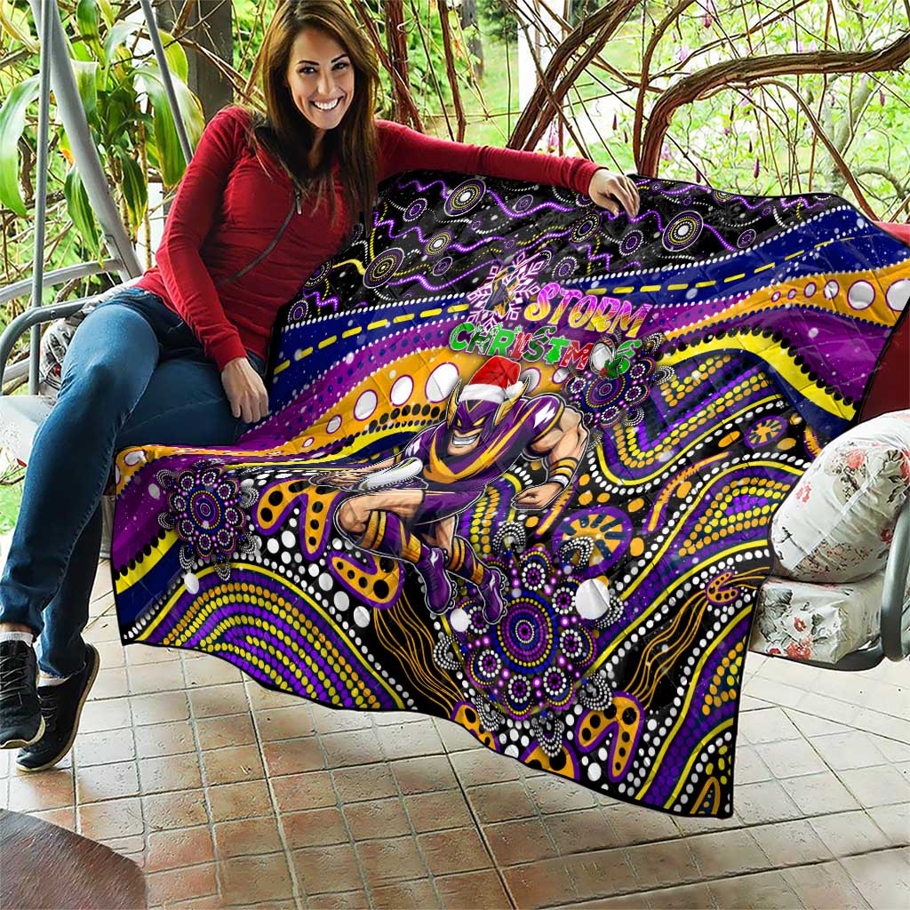 Merry Christmas Storm Quilt Aboriginal Santa Rugby Mascot - Melbourne