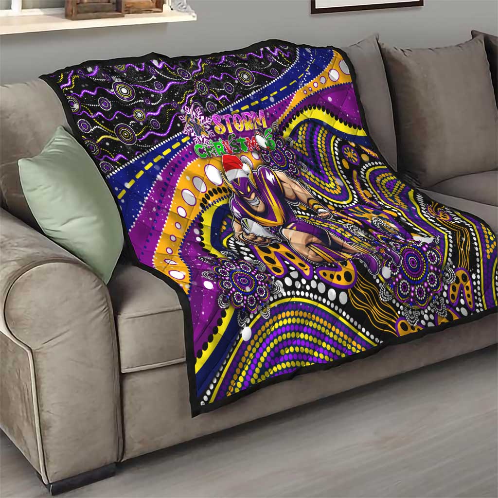 Merry Christmas Storm Quilt Aboriginal Santa Rugby Mascot - Melbourne
