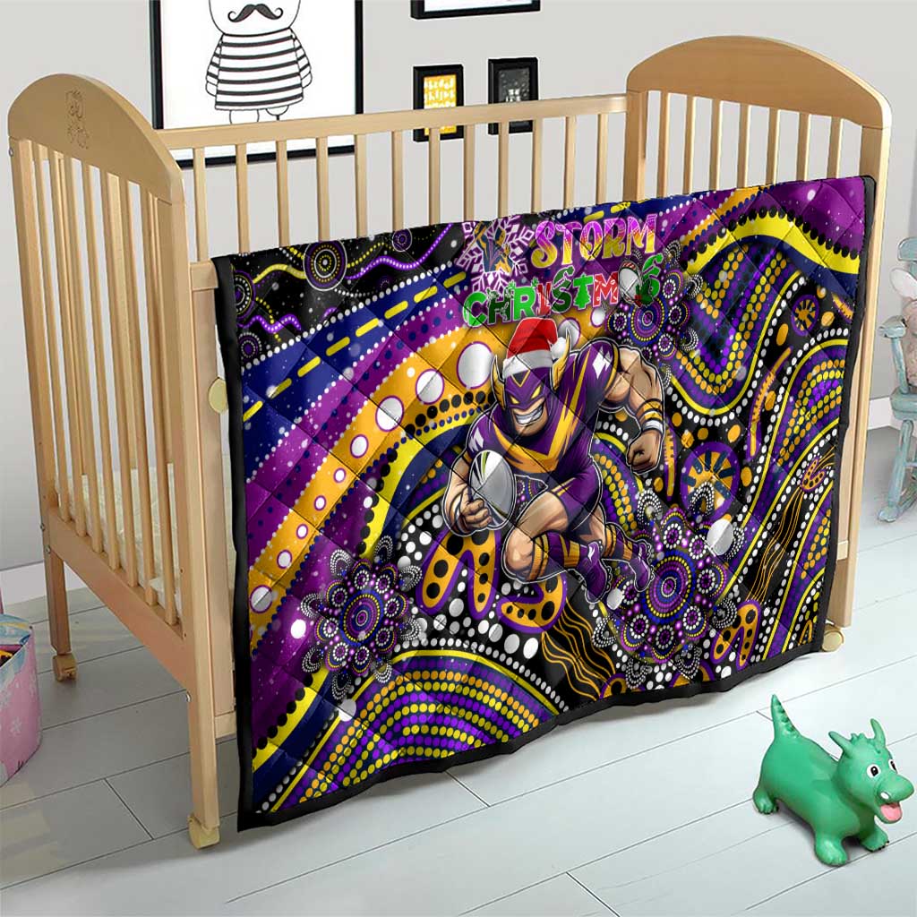 Merry Christmas Storm Quilt Aboriginal Santa Rugby Mascot - Melbourne