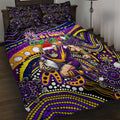 Merry Christmas Storm Quilt Bed Set Aboriginal Santa Rugby Mascot - Melbourne