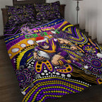 Merry Christmas Storm Quilt Bed Set Aboriginal Santa Rugby Mascot - Melbourne