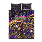 Merry Christmas Storm Quilt Bed Set Aboriginal Santa Rugby Mascot - Melbourne