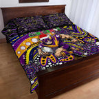 Merry Christmas Storm Quilt Bed Set Aboriginal Santa Rugby Mascot - Melbourne