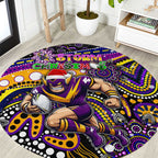 Merry Christmas Storm Round Carpet Aboriginal Santa Rugby Mascot - Melbourne