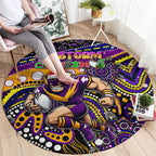 Merry Christmas Storm Round Carpet Aboriginal Santa Rugby Mascot - Melbourne
