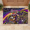 Merry Christmas Storm Rubber Doormat Aboriginal Santa Rugby Mascot - Melbourne