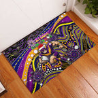 Merry Christmas Storm Rubber Doormat Aboriginal Santa Rugby Mascot - Melbourne