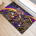 Merry Christmas Storm Rubber Doormat Aboriginal Santa Rugby Mascot - Melbourne