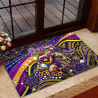 Merry Christmas Storm Rubber Doormat Aboriginal Santa Rugby Mascot - Melbourne