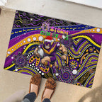 Merry Christmas Storm Rubber Doormat Aboriginal Santa Rugby Mascot - Melbourne