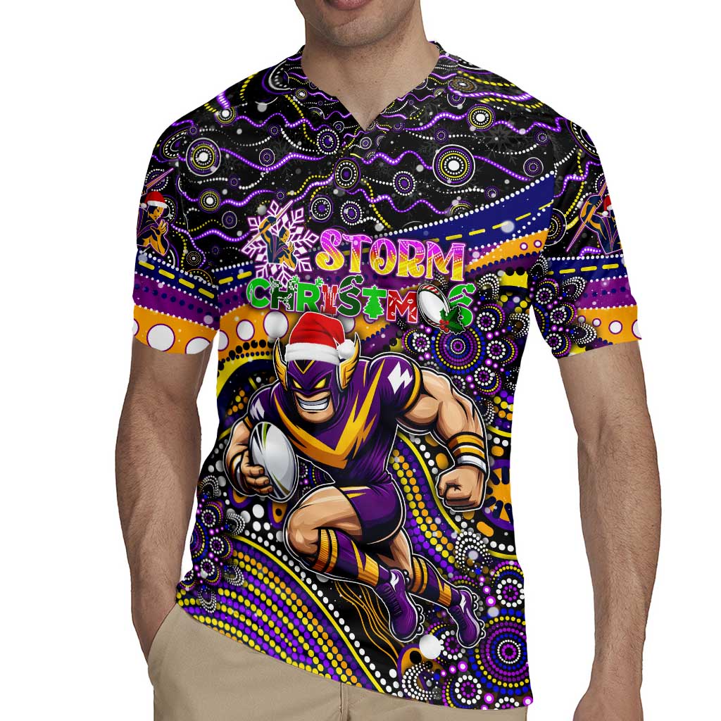 Merry Christmas Storm Rugby Jersey Aboriginal Santa Rugby Mascot - Melbourne