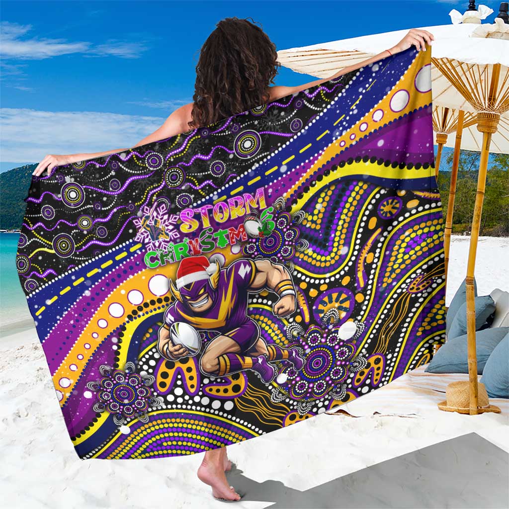 Merry Christmas Storm Sarong Aboriginal Santa Rugby Mascot - Melbourne
