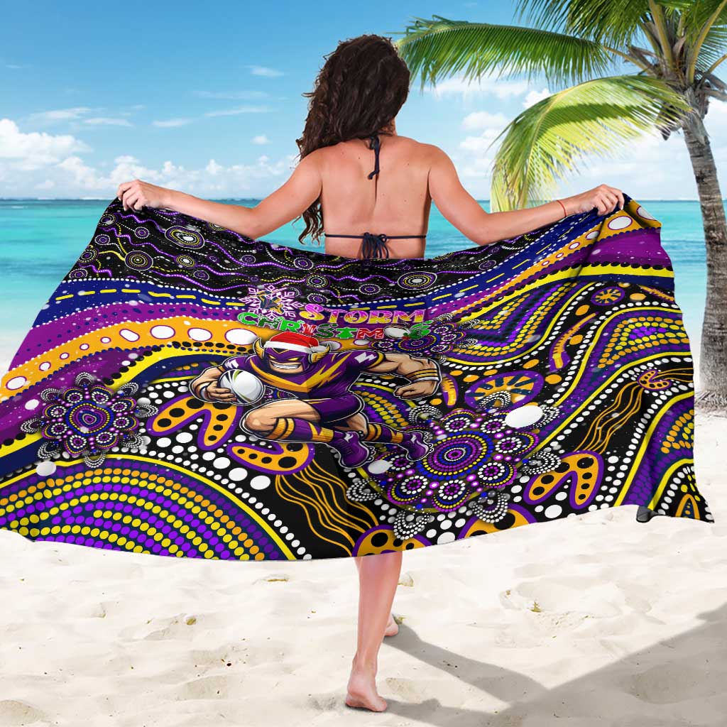 Merry Christmas Storm Sarong Aboriginal Santa Rugby Mascot - Melbourne