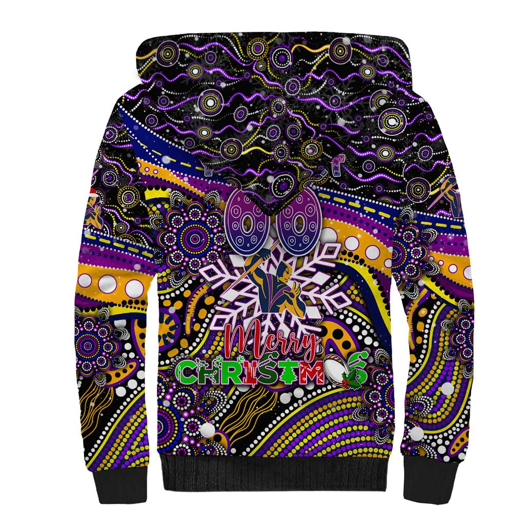 Merry Christmas Storm Sherpa Hoodie Aboriginal Santa Rugby Mascot - Melbourne