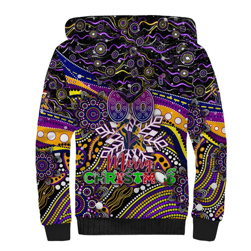 Merry Christmas Storm Sherpa Hoodie Aboriginal Santa Rugby Mascot - Melbourne