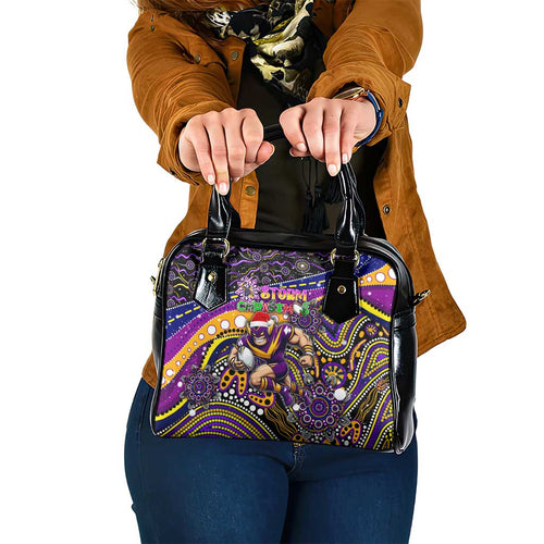 Merry Christmas Storm Shoulder Handbag Aboriginal Santa Rugby Mascot - Melbourne
