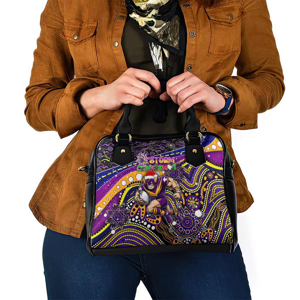Merry Christmas Storm Shoulder Handbag Aboriginal Santa Rugby Mascot - Melbourne