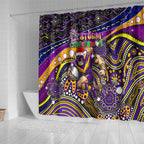 Merry Christmas Storm Shower Curtain Aboriginal Santa Rugby Mascot - Melbourne