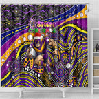 Merry Christmas Storm Shower Curtain Aboriginal Santa Rugby Mascot - Melbourne