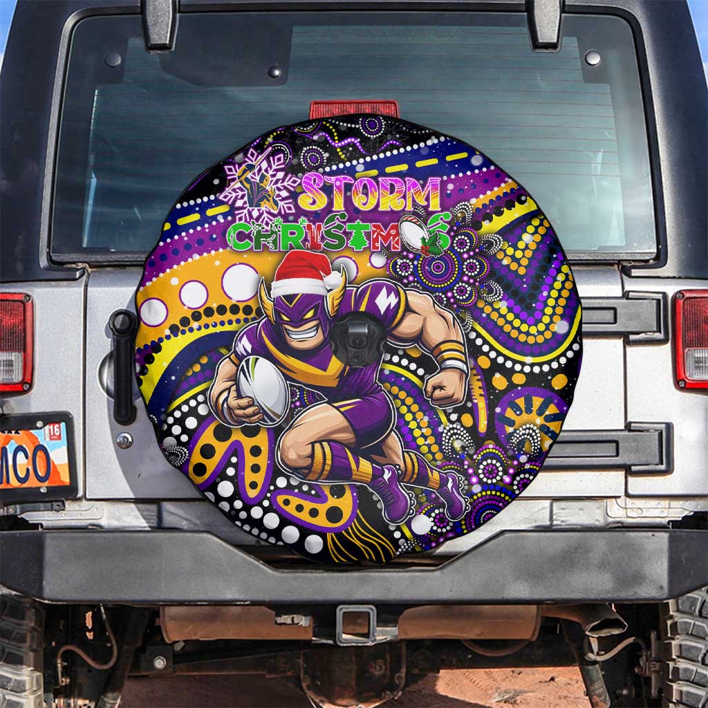 Merry Christmas Storm Spare Tire Cover Aboriginal Santa Rugby Mascot - Melbourne