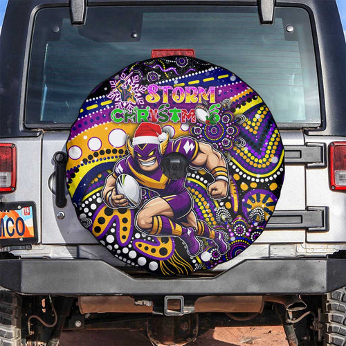 Merry Christmas Storm Spare Tire Cover Aboriginal Santa Rugby Mascot - Melbourne