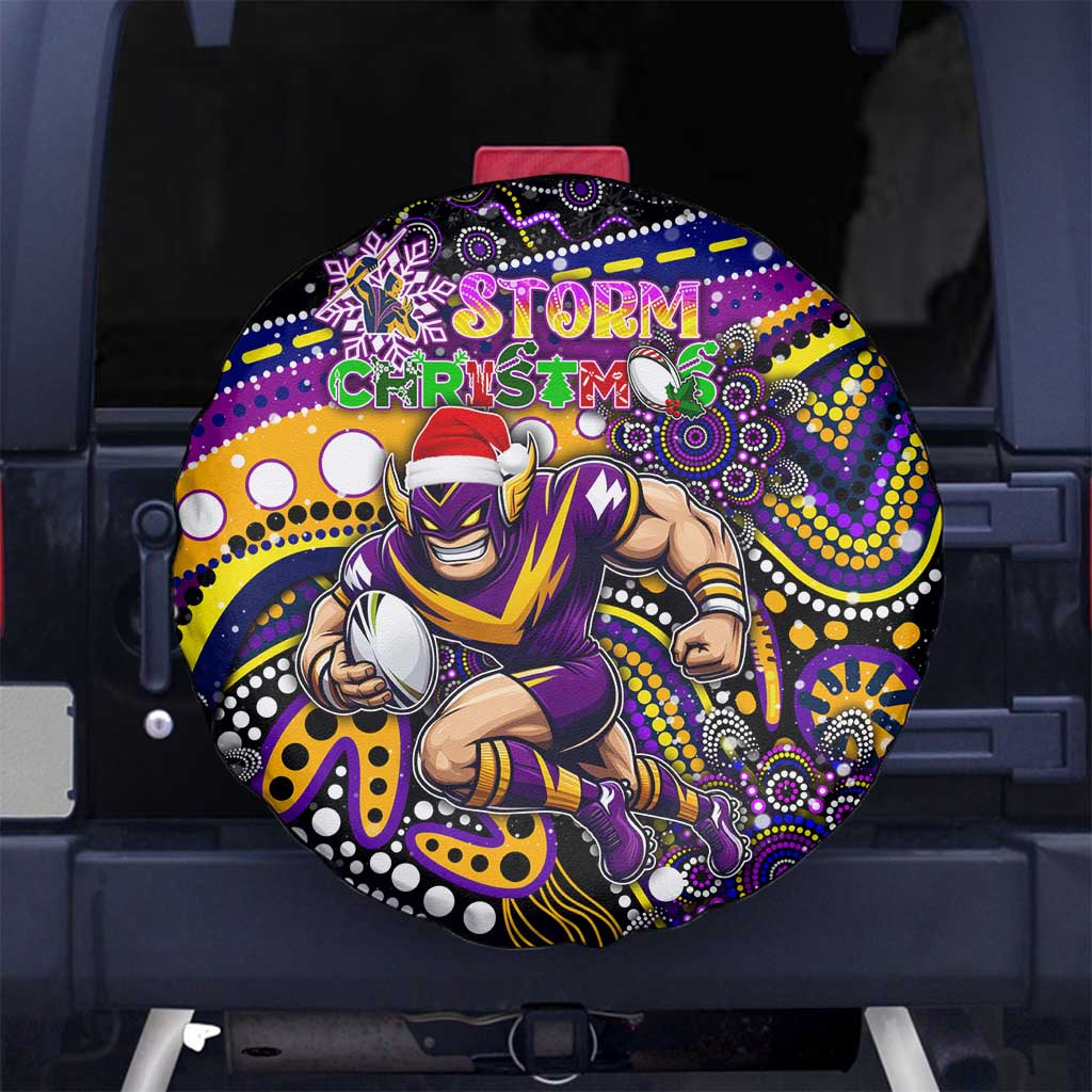 Merry Christmas Storm Spare Tire Cover Aboriginal Santa Rugby Mascot - Melbourne