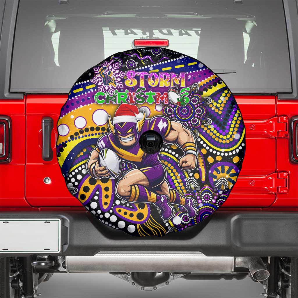 Merry Christmas Storm Spare Tire Cover Aboriginal Santa Rugby Mascot - Melbourne