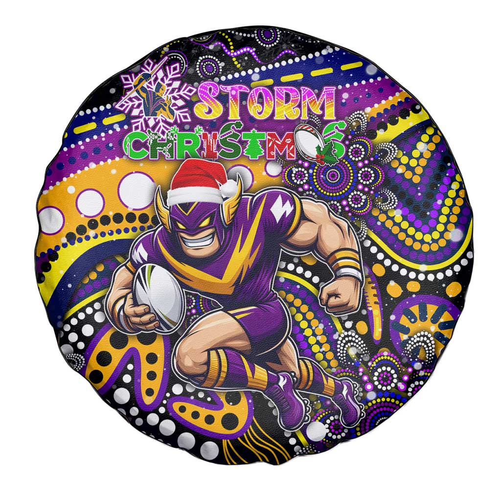 Merry Christmas Storm Spare Tire Cover Aboriginal Santa Rugby Mascot - Melbourne