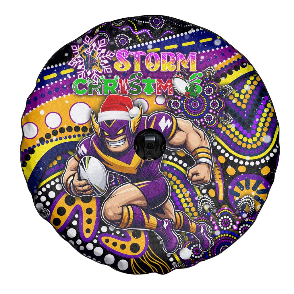 Merry Christmas Storm Spare Tire Cover Aboriginal Santa Rugby Mascot - Melbourne