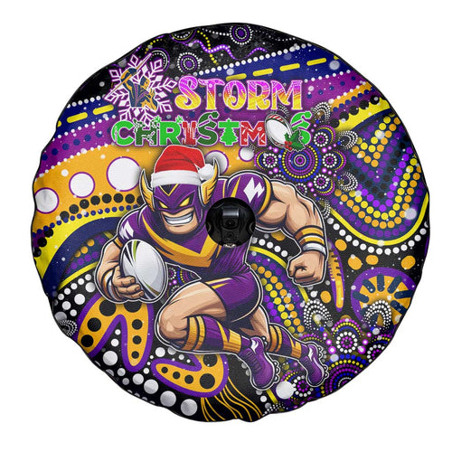 Merry Christmas Storm Spare Tire Cover Aboriginal Santa Rugby Mascot - Melbourne