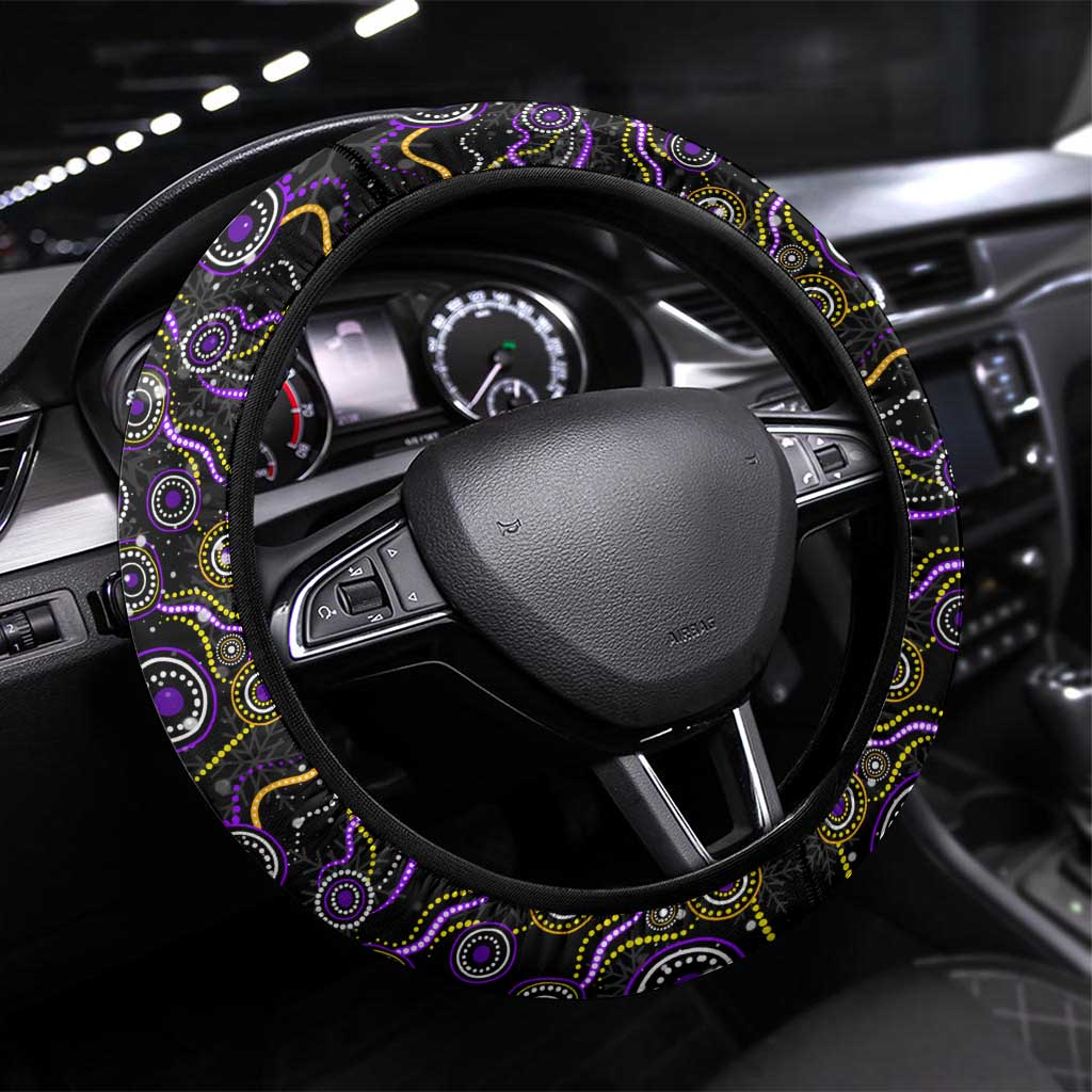 Merry Christmas Storm Steering Wheel Cover Aboriginal Santa Rugby Mascot - Melbourne