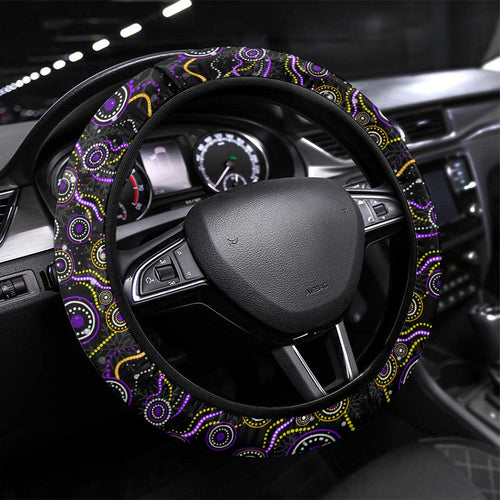 Merry Christmas Storm Steering Wheel Cover Aboriginal Santa Rugby Mascot - Melbourne