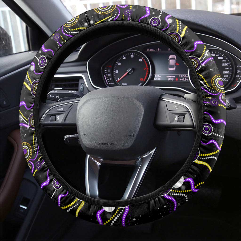 Merry Christmas Storm Steering Wheel Cover Aboriginal Santa Rugby Mascot - Melbourne