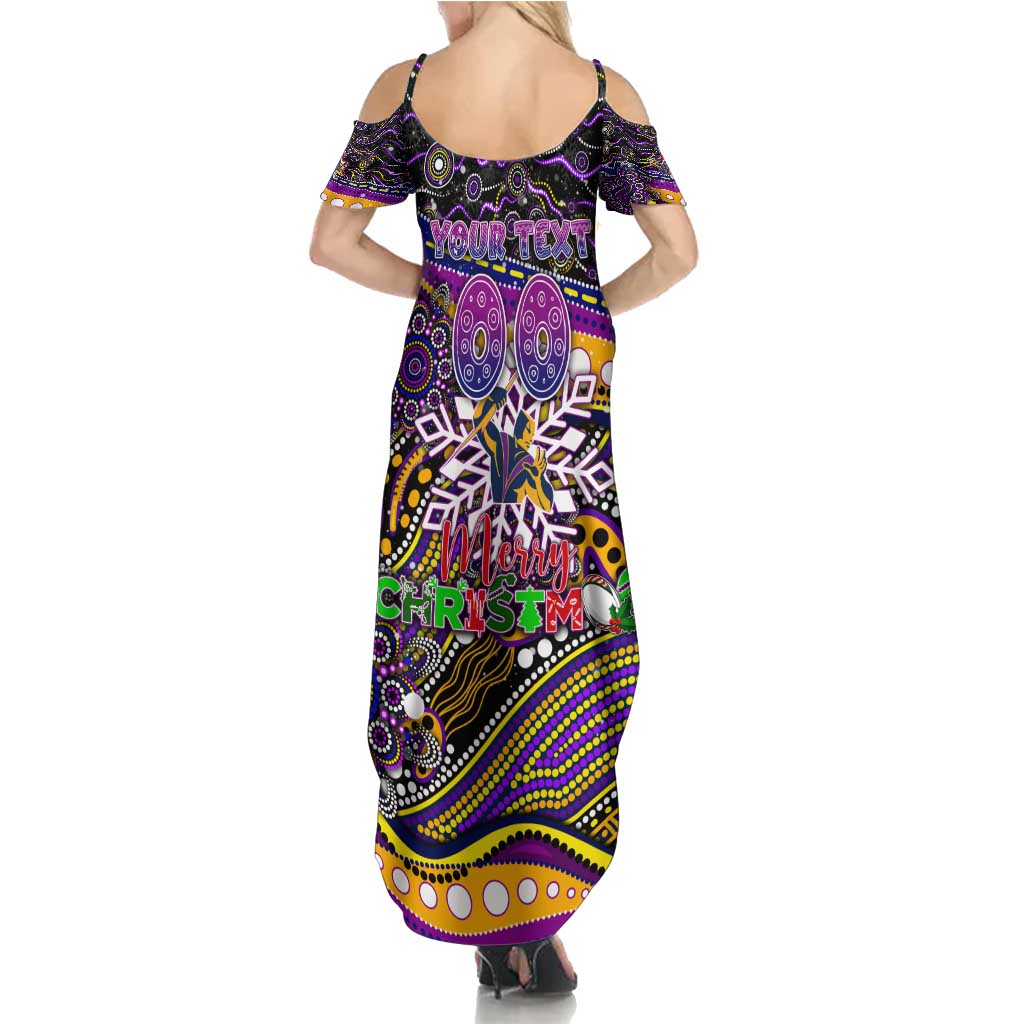 Merry Christmas Storm Summer Maxi Dress Aboriginal Santa Rugby Mascot - Melbourne