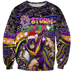 Merry Christmas Storm Sweatshirt Aboriginal Santa Rugby Mascot - Melbourne