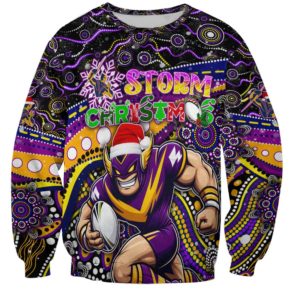 Merry Christmas Storm Sweatshirt Aboriginal Santa Rugby Mascot - Melbourne