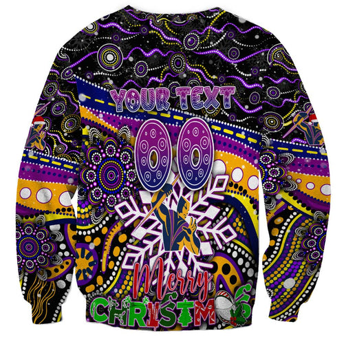 Merry Christmas Storm Sweatshirt Aboriginal Santa Rugby Mascot - Melbourne