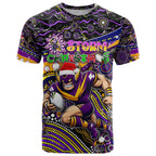 Merry Christmas Storm T Shirt Aboriginal Santa Rugby Mascot - Melbourne