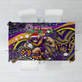 Merry Christmas Storm Tablecloth Aboriginal Santa Rugby Mascot - Melbourne