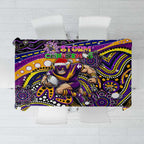 Merry Christmas Storm Tablecloth Aboriginal Santa Rugby Mascot - Melbourne