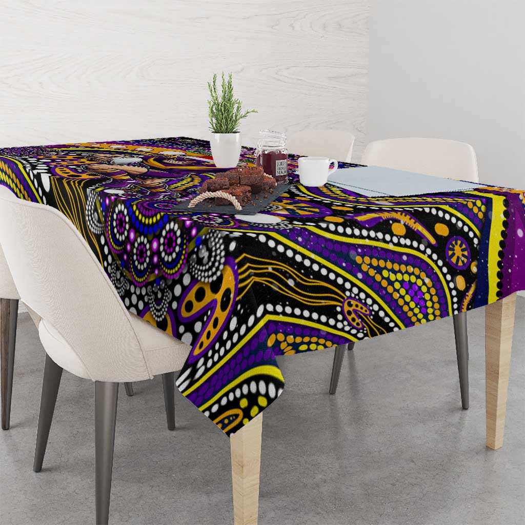 Merry Christmas Storm Tablecloth Aboriginal Santa Rugby Mascot - Melbourne