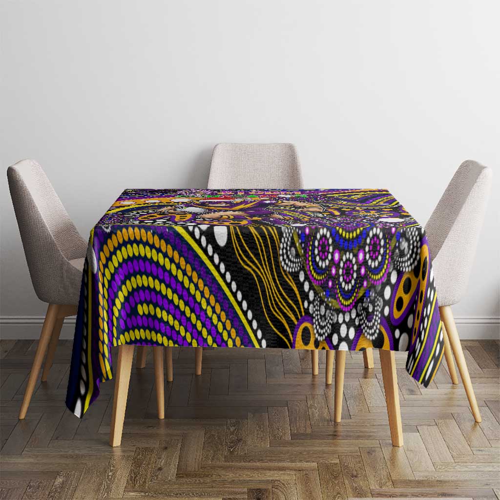 Merry Christmas Storm Tablecloth Aboriginal Santa Rugby Mascot - Melbourne
